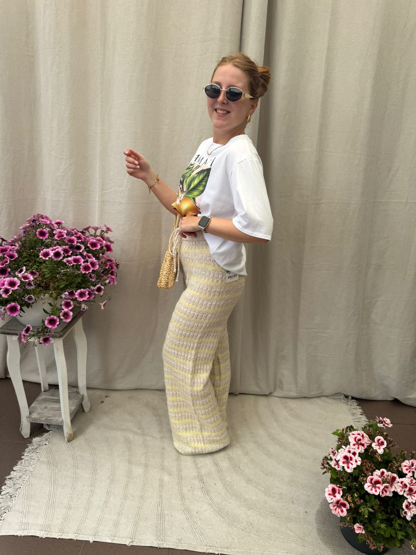 Yellow knit pants