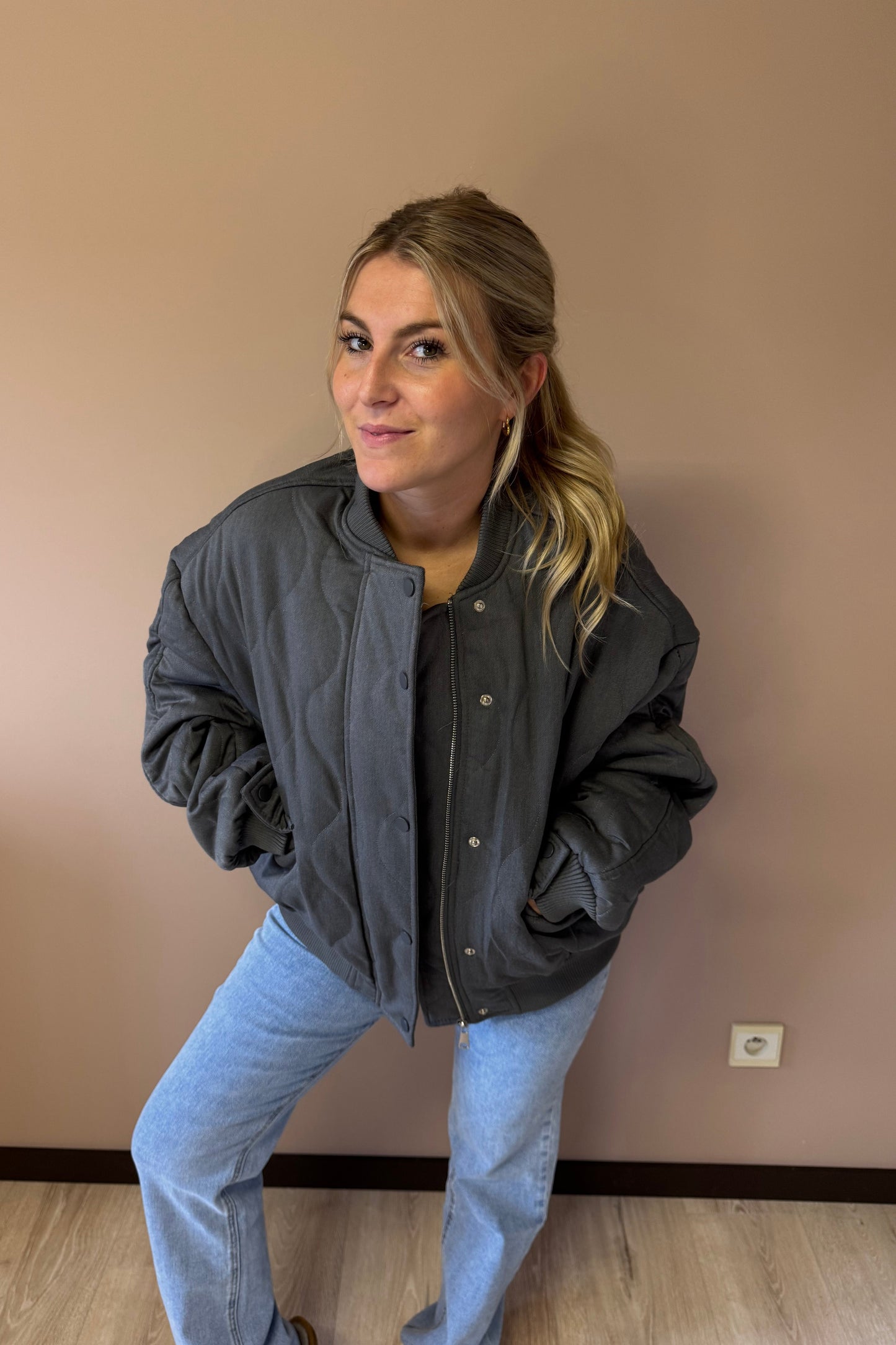 Grey bomber jacket