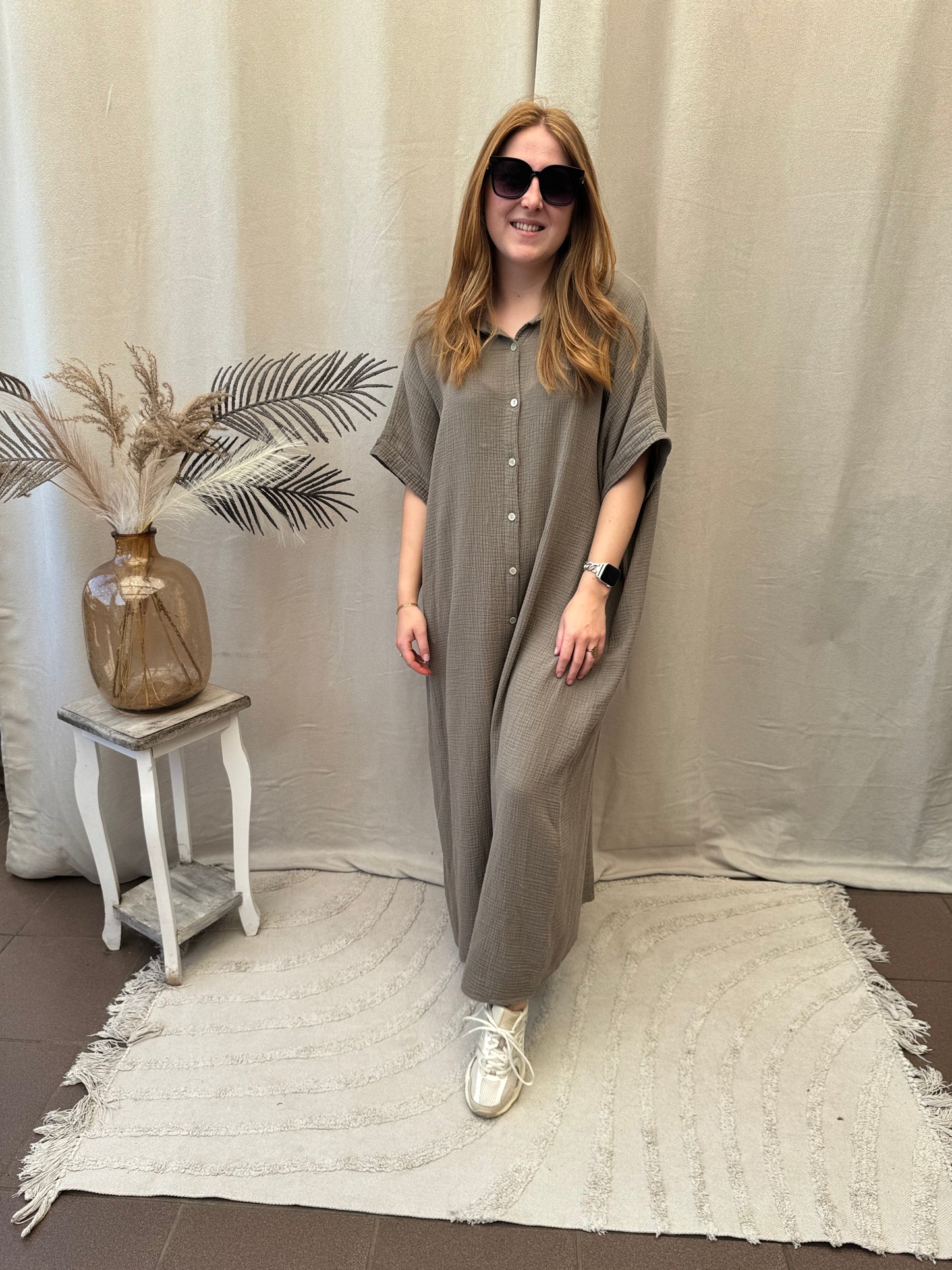 Long tetra dress taupe