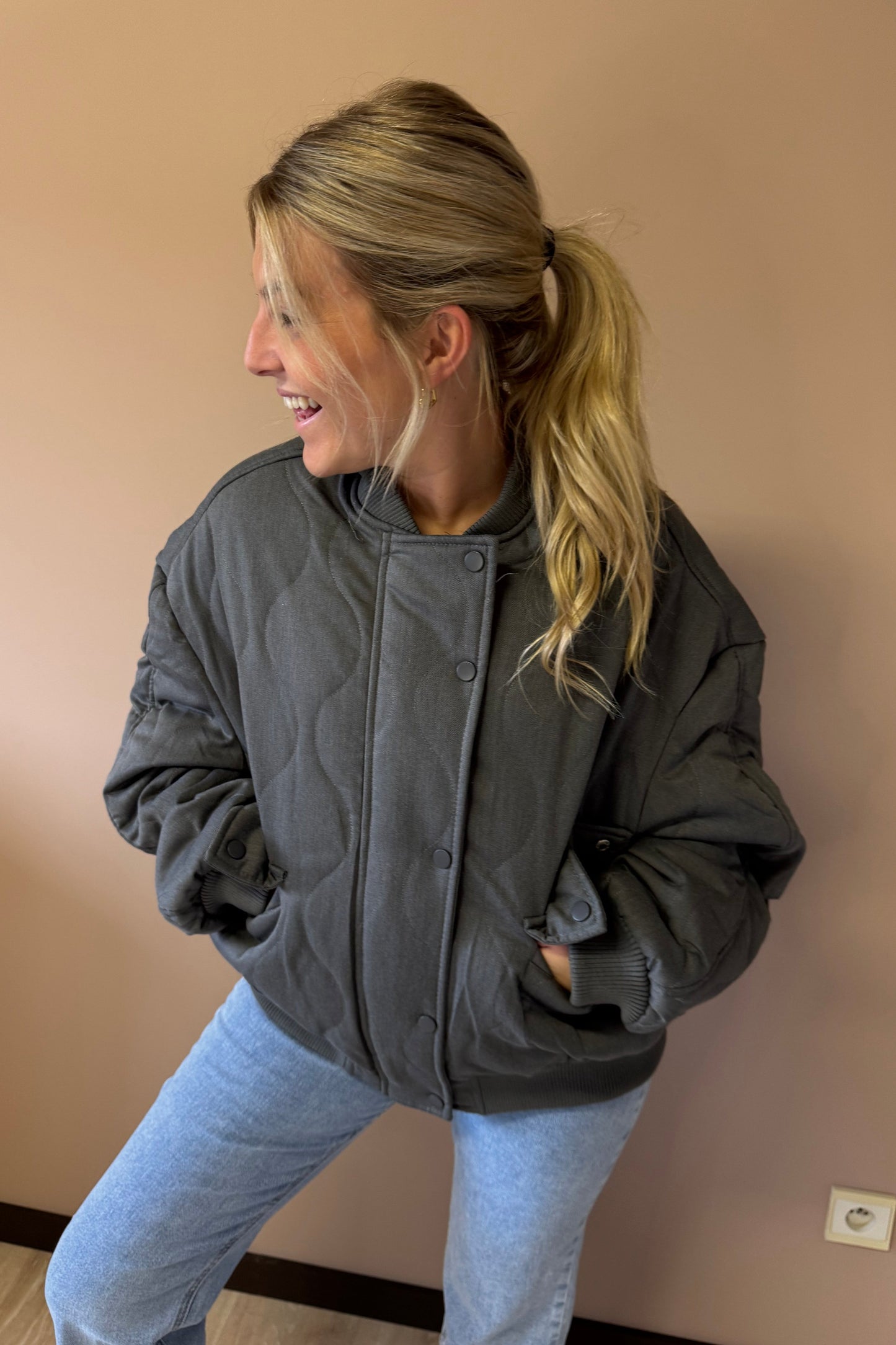 Grey bomber jacket