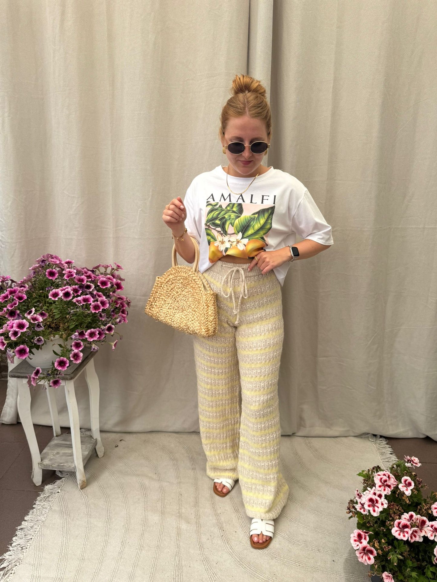 Yellow knit pants