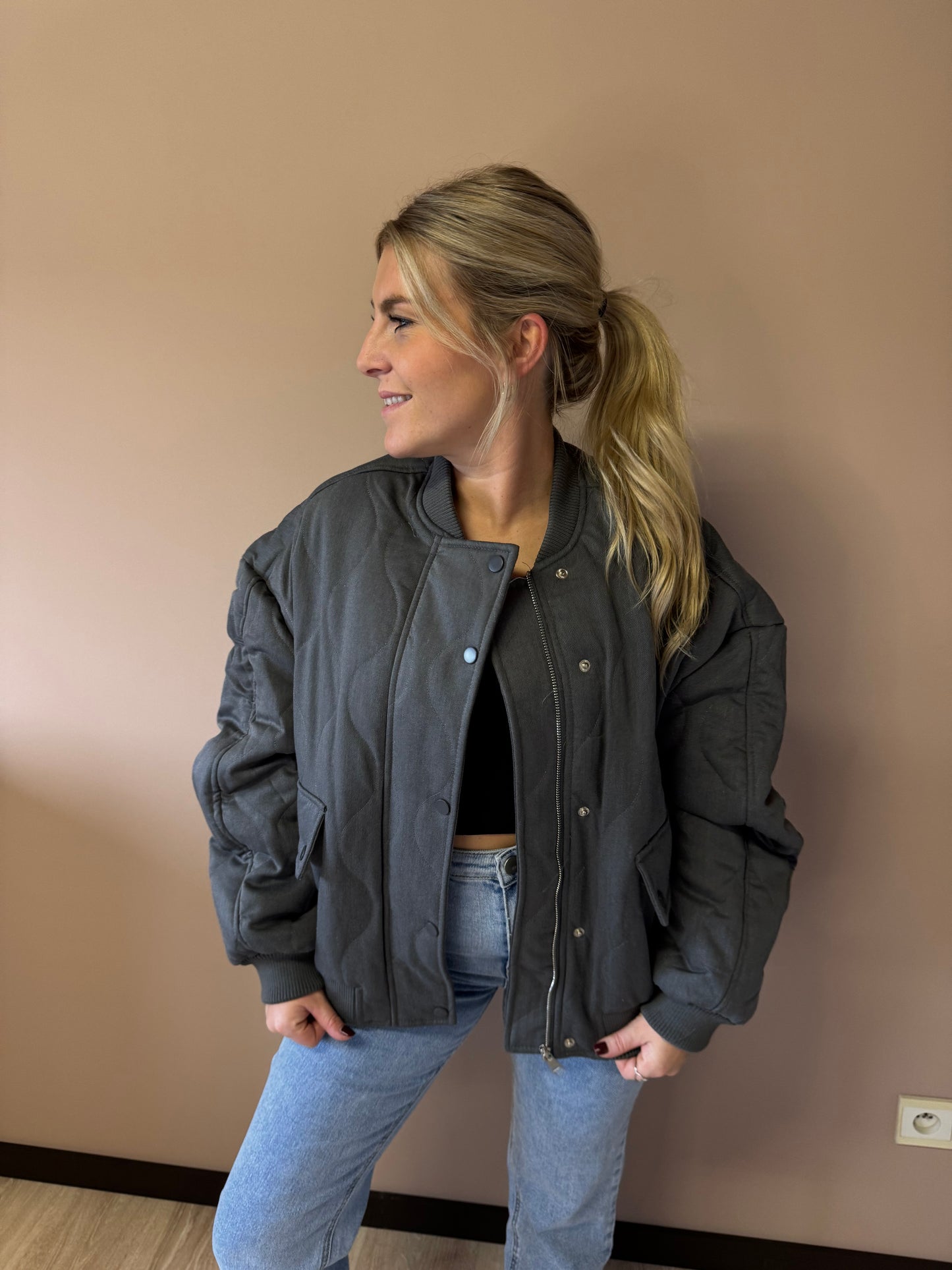 Grey bomber jacket