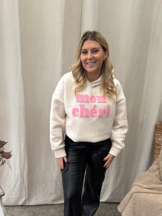 "Mon chérie" hoodie beige