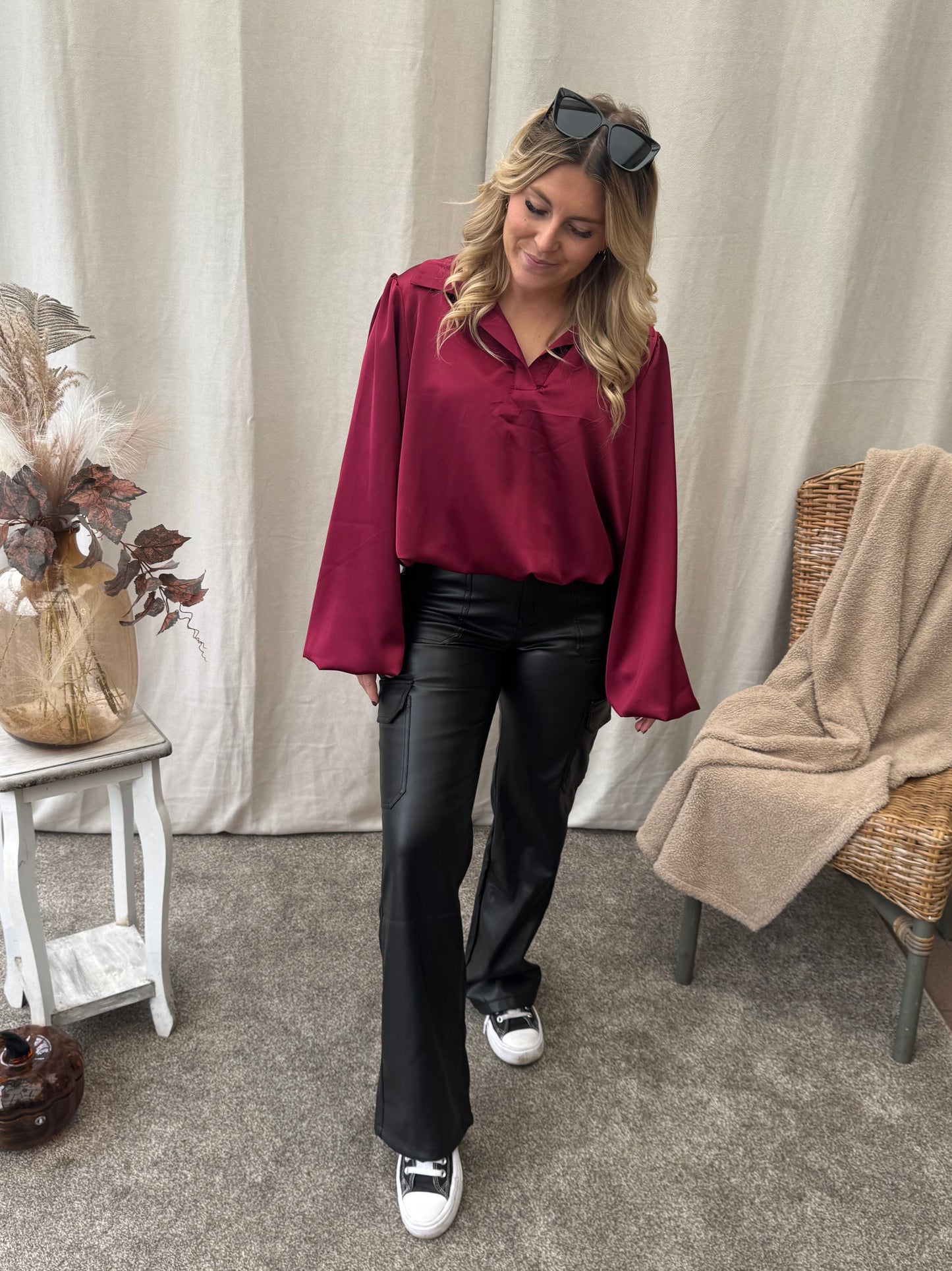 Elle blouse burgundy