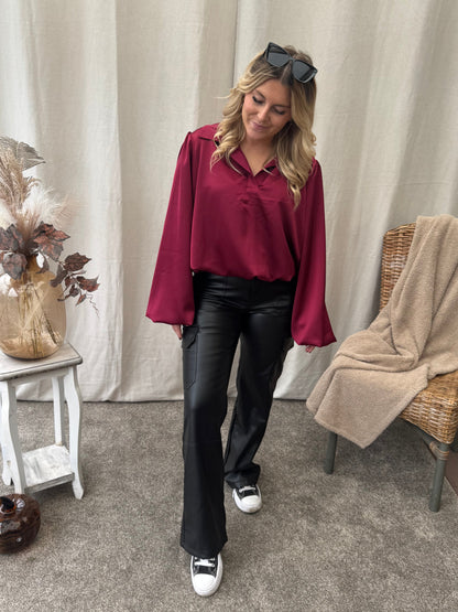 Elle blouse burgundy
