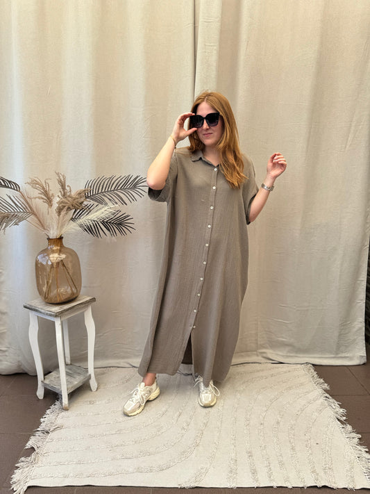 Long tetra dress taupe