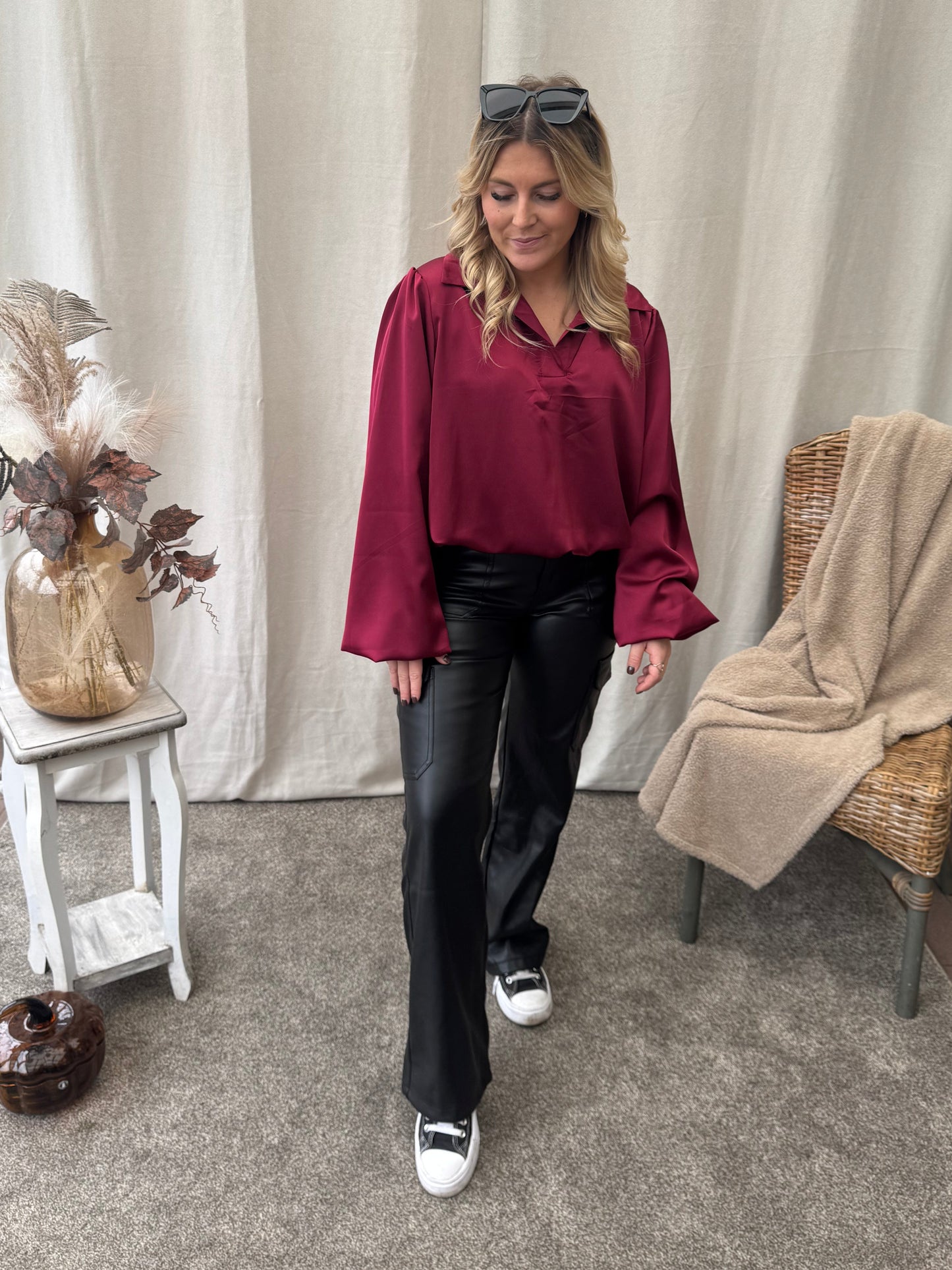 Elle blouse burgundy