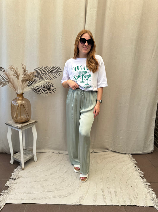 Satin pants aqua marine