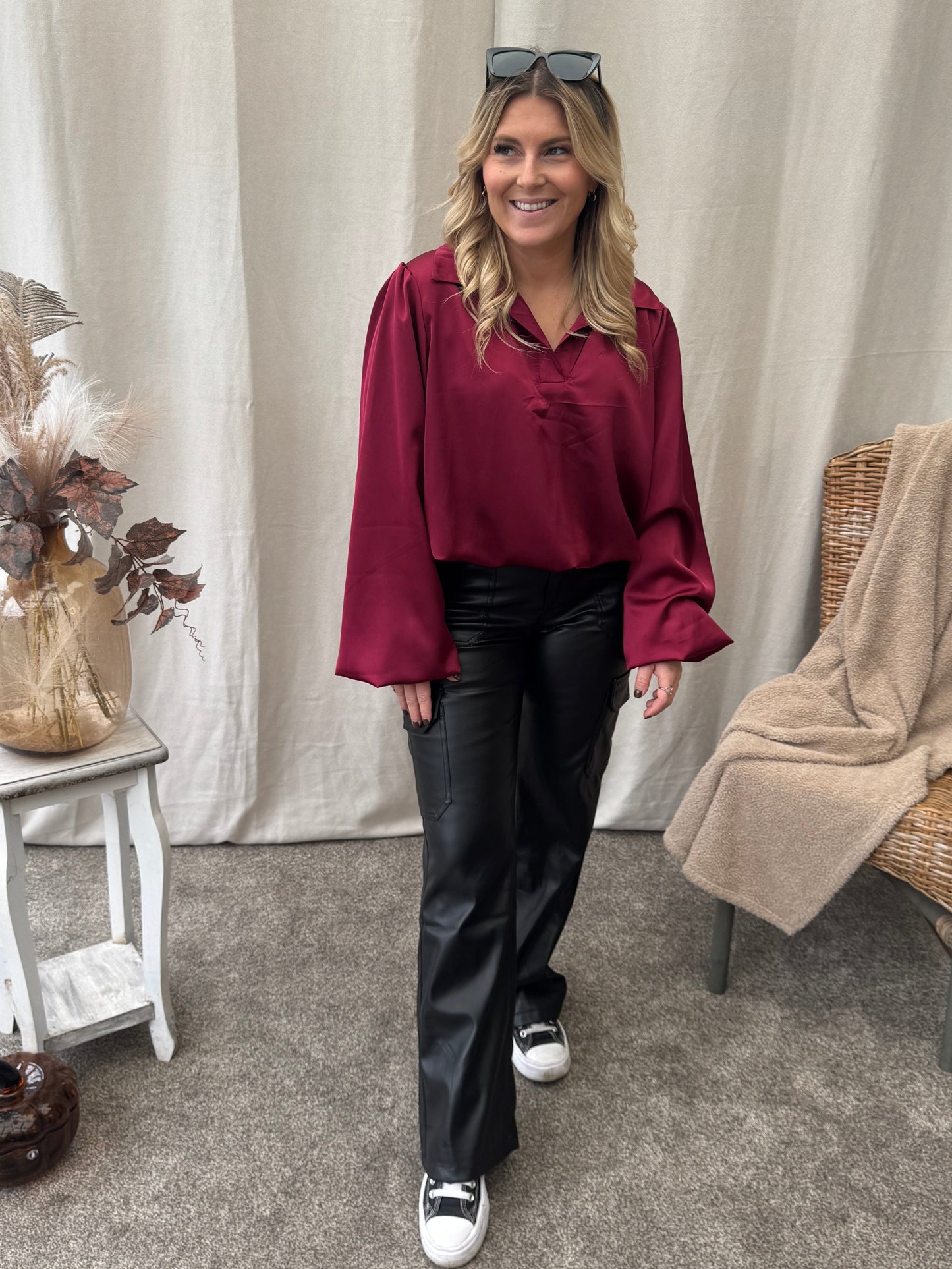 Elle blouse burgundy