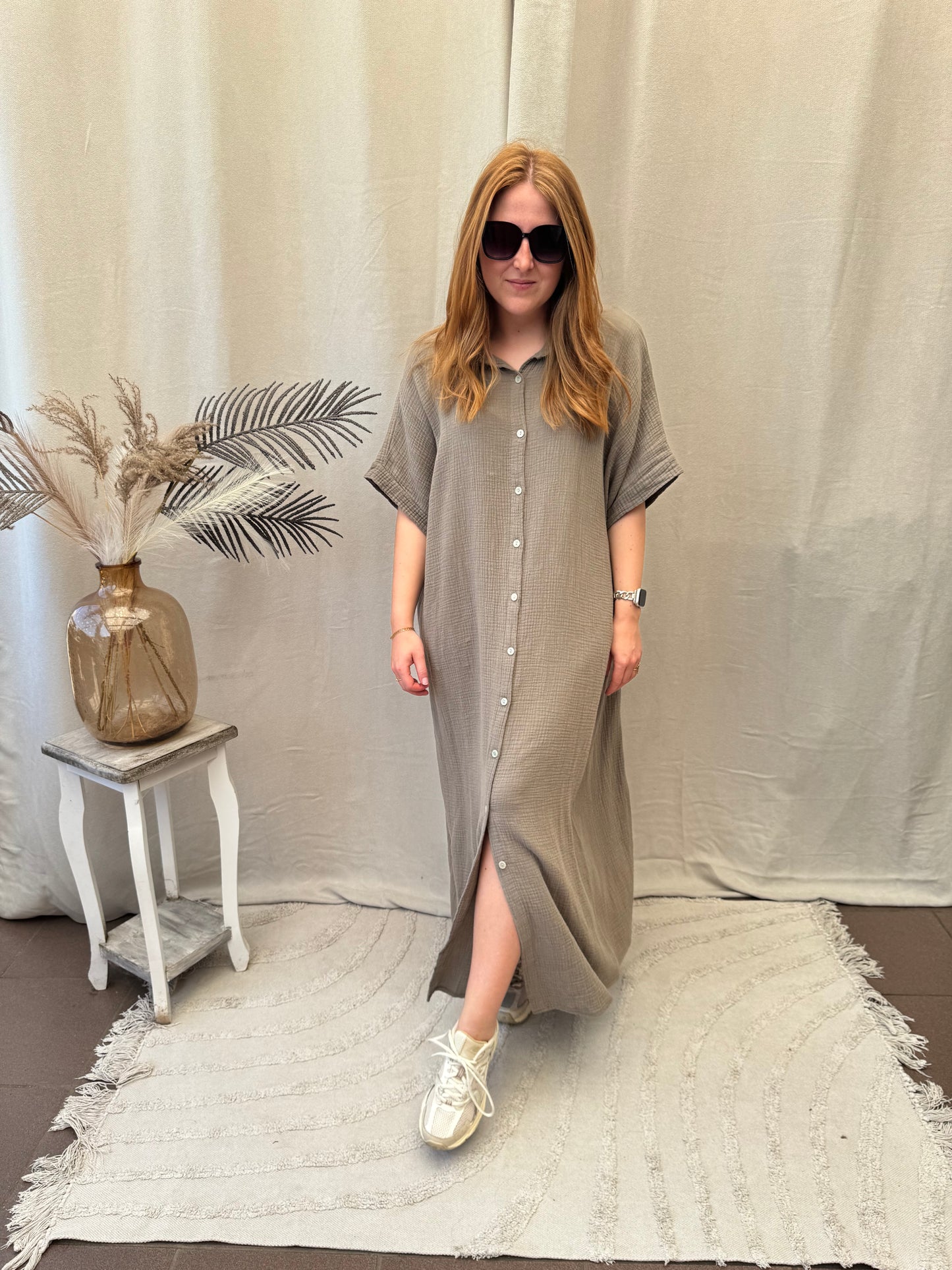 Long tetra dress taupe