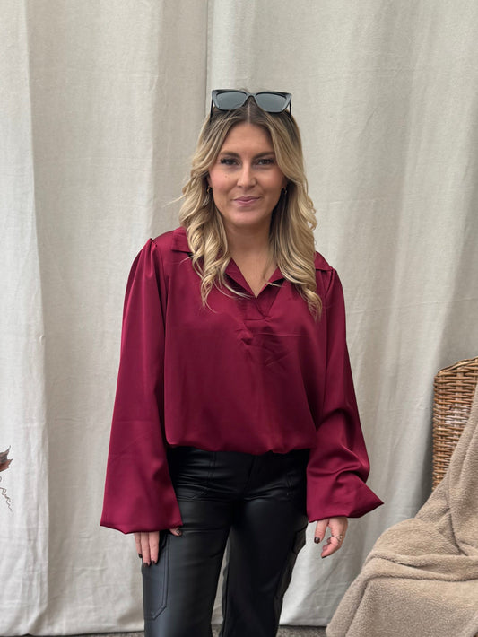 Elle blouse burgundy