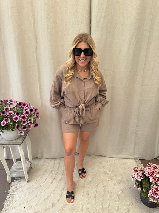 Short tetra set taupe